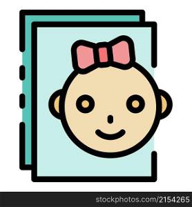 Baby paper icon. Outline baby paper vector icon color flat isolated. Baby paper icon color outline vector