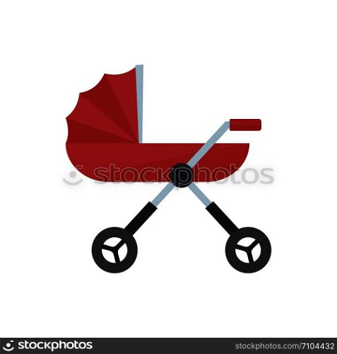 Baby pram carriage icon. Flat illustration of baby pram carriage vector icon for web design. Baby pram carriage icon, flat style