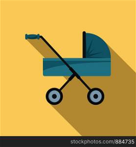 Baby pram icon. Flat illustration of baby pram vector icon for web design. Baby pram icon, flat style
