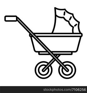 Baby pram icon. Outline baby pram vector icon for web design isolated on white background. Baby pram icon, outline style