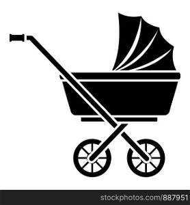 Baby pram icon. Simple illustration of baby pram vector icon for web design isolated on white background. Baby pram icon, simple style