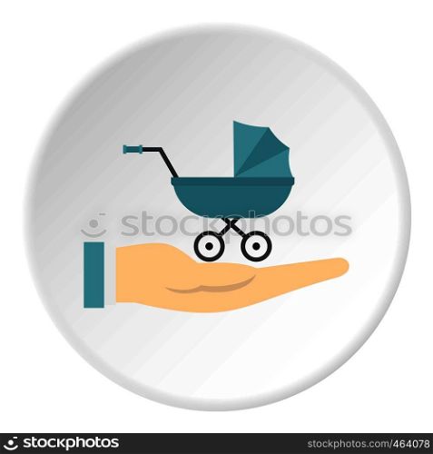 Baby pram protection icon in flat circle isolated vector illustration for web. Baby pram protection icon circle