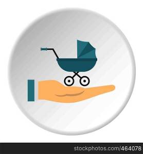 Baby pram protection icon in flat circle isolated vector illustration for web. Baby pram protection icon circle