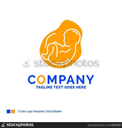Baby, pregnancy, pregnant, obstetrics, fetus Blue Yellow Business Logo template. Creative Design Template Place for Tagline.