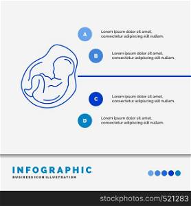 Baby, pregnancy, pregnant, obstetrics, fetus Infographics Template for Website and Presentation. Line Blue icon infographic style vector illustration. Vector EPS10 Abstract Template background