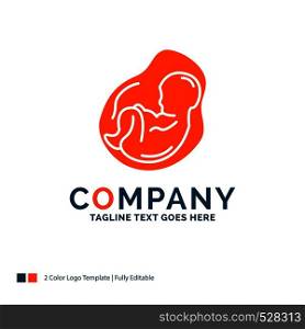 Baby, pregnancy, pregnant, obstetrics, fetus Logo Design. Blue and Orange Brand Name Design. Place for Tagline. Business Logo template.