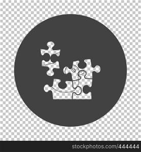 Baby puzzle icon. Subtract stencil design on tranparency grid. Vector illustration.