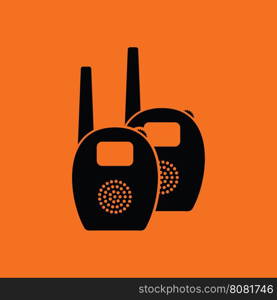 Baby radio monitor ico. Orange background with black. Vector illustration.