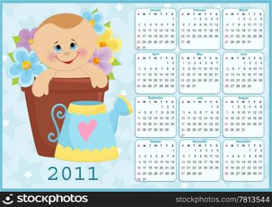 Baby&rsquo;s calendar for year 2011