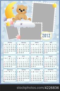 Baby&rsquo;s calendar for year 2012 with photo frames