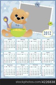 Baby&rsquo;s calendar for year 2012 with photo frames