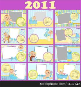 Baby&rsquo;s monthly calendar for 2011 with photo frames