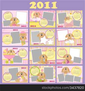 Baby&rsquo;s monthly calendar for 2011 with photo frames