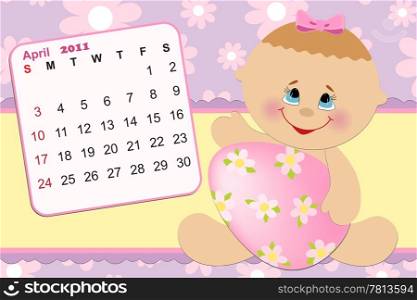 Baby&rsquo;s monthly calendar for april 2011