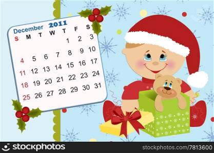 Baby&rsquo;s monthly calendar for december 2011