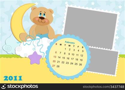 Baby&rsquo;s monthly calendar for february 2011&rsquo;s with photo frame