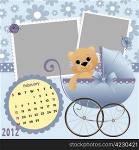 Baby&rsquo;s monthly calendar for february 2012 with photo frames