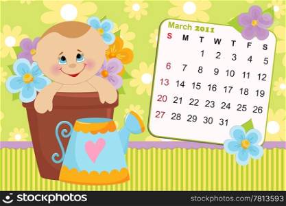 Baby&rsquo;s monthly calendar for march 2011