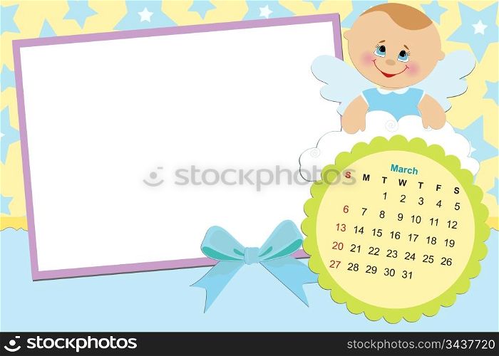 Baby&rsquo;s monthly calendar for march 2011 with photo frames