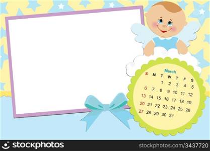 Baby&rsquo;s monthly calendar for march 2011 with photo frames