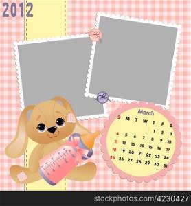 Baby&rsquo;s monthly calendar for march 2012 with photo frames