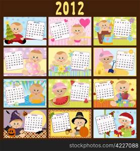 Baby&rsquo;s monthly calendar for year 2012
