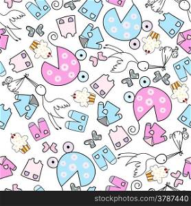 Baby seamless pattern. EPS 10 vector illustration without transparency.
