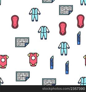 Baby Shop Selling Tool Vector Seamless Pattern Thin Line Illustration. Baby Shop Selling Tool Vector Seamless Pattern