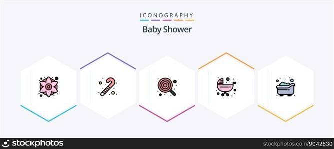 Baby Shower 25 FilledLine icon pack including baby. stroller. child. push. baby