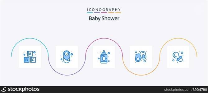 Baby Shower Blue 5 Icon Pack Including . dummy. child. baby. shoes