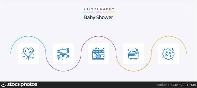 Baby Shower Blue 5 Icon Pack Including eat. baby. gynecology. kid. bath