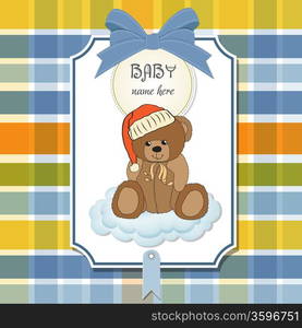 baby shower card with sleepy teddy bear