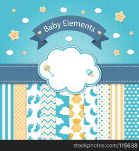 baby shower celebration. baby shower boy girl birth greeting celebration vector