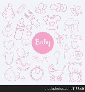 baby shower celebration. baby shower boy girl birth greeting celebration vector