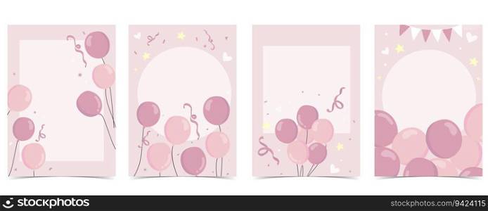 Baby shower invitation card for girl with balloon, cloud,sky, pink