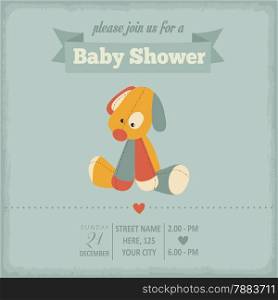 baby shower invitation in retro style, vector format