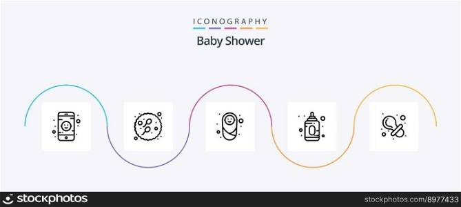 Baby Shower Line 5 Icon Pack Including nipple. baby. child. toy. child