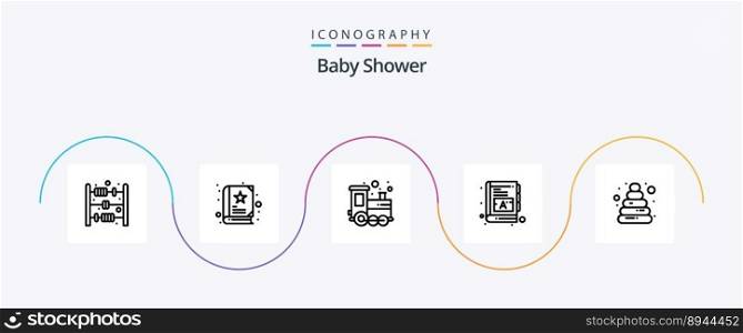 Baby Shower Line 5 Icon Pack Including . pyramid. train. baby. words