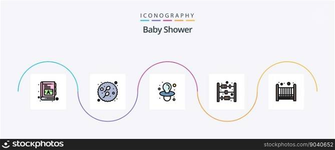Baby Shower Line Filled Flat 5 Icon Pack Including . bad. baby. baby. baby