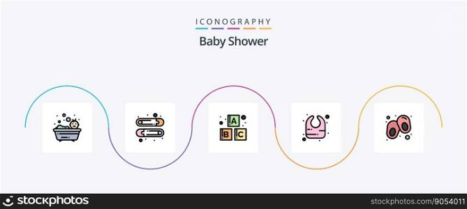 Baby Shower Line Filled Flat 5 Icon Pack Including . shoes. baby. line. infant