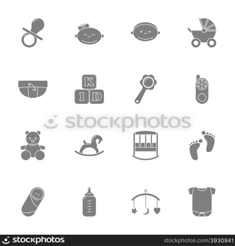 Baby silhouette icons set. Baby silhouette icons set graphic illustration design