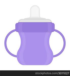 Baby sippy cup isolated on white background. Vector illustration of toddler feeding equipment. Baby care supplies. Baby sippy cup isolated on white