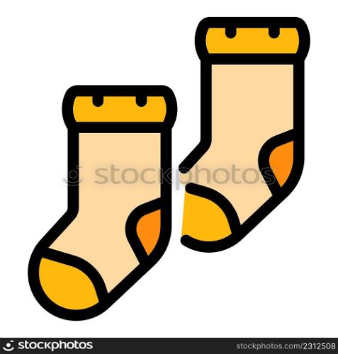 Baby socks icon. Outline baby socks vector icon color flat isolated. Baby socks icon color outline vector