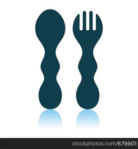 Baby Spoon And Fork Icon. Shadow Reflection Design. Vector Illustration.