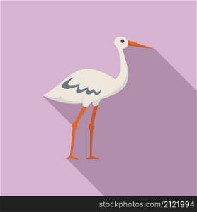 Baby stork icon flat vector. Japanese bird. White fly. Baby stork icon flat vector. Japanese bird