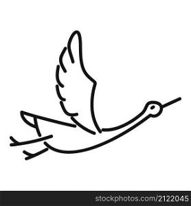 Baby stork icon outline vector. Japanese bird. White fly. Baby stork icon outline vector. Japanese bird