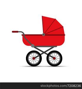 Baby stroller for walking babies. Simple flat design.