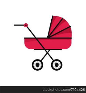 Baby stroller icon. Flat illustration of baby stroller vector icon for web design. Baby stroller icon, flat style