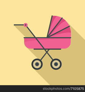 Baby stroller icon. Flat illustration of baby stroller vector icon for web design. Baby stroller icon, flat style