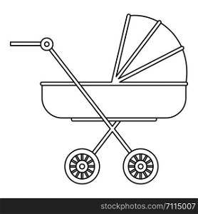 Baby stroller icon. Outline baby stroller vector icon for web design isolated on white background. Baby stroller icon, outline style
